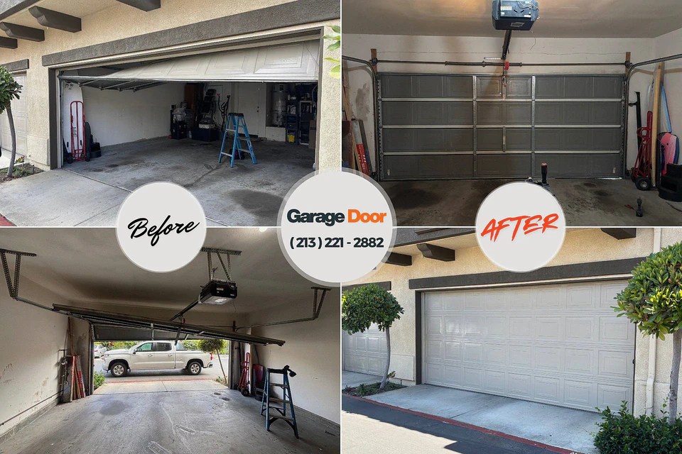 Before and after: garage door repair Gladstone, OR